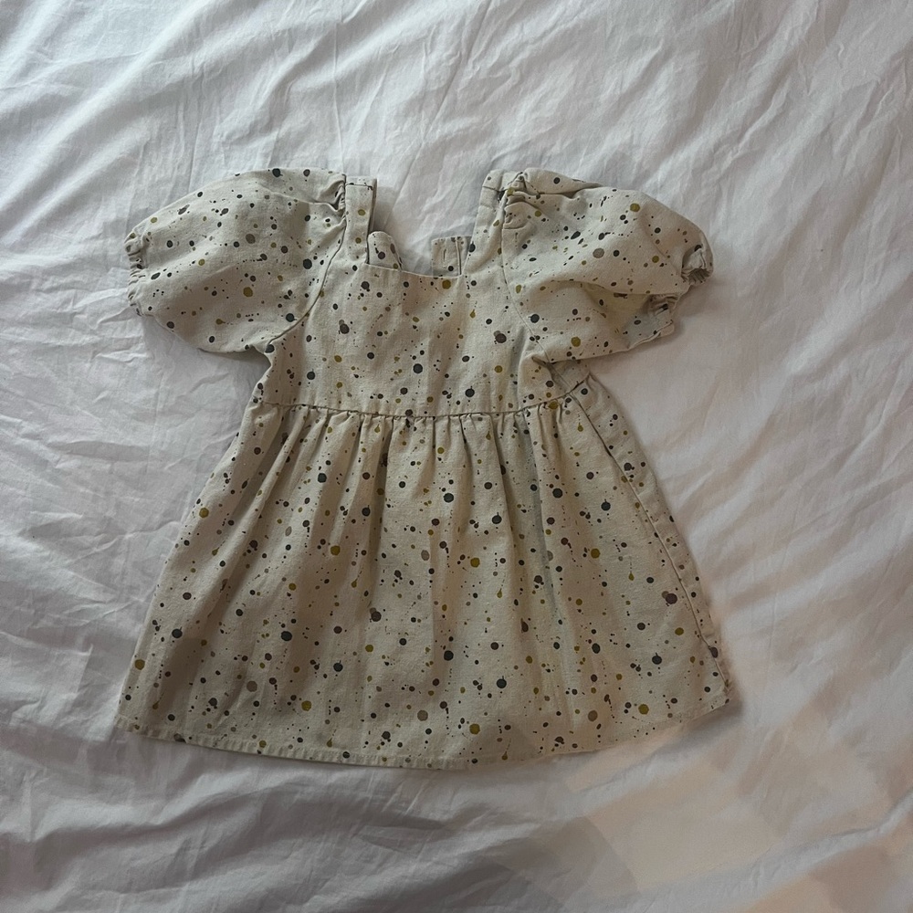 Linen cotton dress with splatter paint pattern
